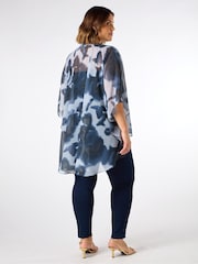 Live Unlimited Blue Abstract Floral High low Overlay Blouses - Image 6 of 6