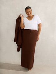 Live Unlimited Brown Linen Blend Bias Cut Skirt - Image 1 of 3