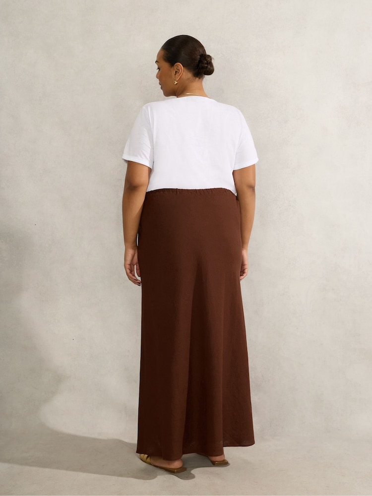 Live Unlimited Brown Linen Blend Bias Cut Skirt - Image 2 of 3