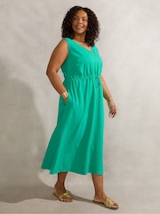 Live Unlimited Green Linen Blend Drawstring Dress - Image 1 of 4