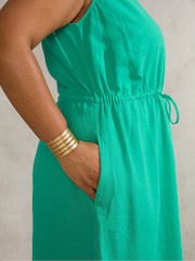 Live Unlimited Green Linen Blend Drawstring Dress - Image 3 of 4