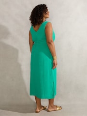 Live Unlimited Green Linen Blend Drawstring Dress - Image 4 of 4