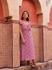 Live Unlimited Floral Gathered Neck Midi Dress - Imagen 2 de 5