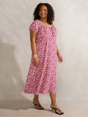 Live Unlimited Floral Gathered Neck Midi Dress - Imagen 4 de 5