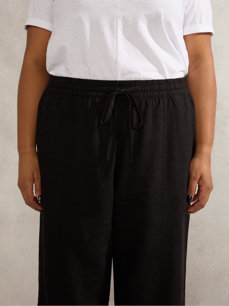 Live Unlimited Black Linen Mix Tapered Trousers - Image 3 of 3 Live Unlimited Black Linen Mix Tapered Trousers - Image 3 of 3