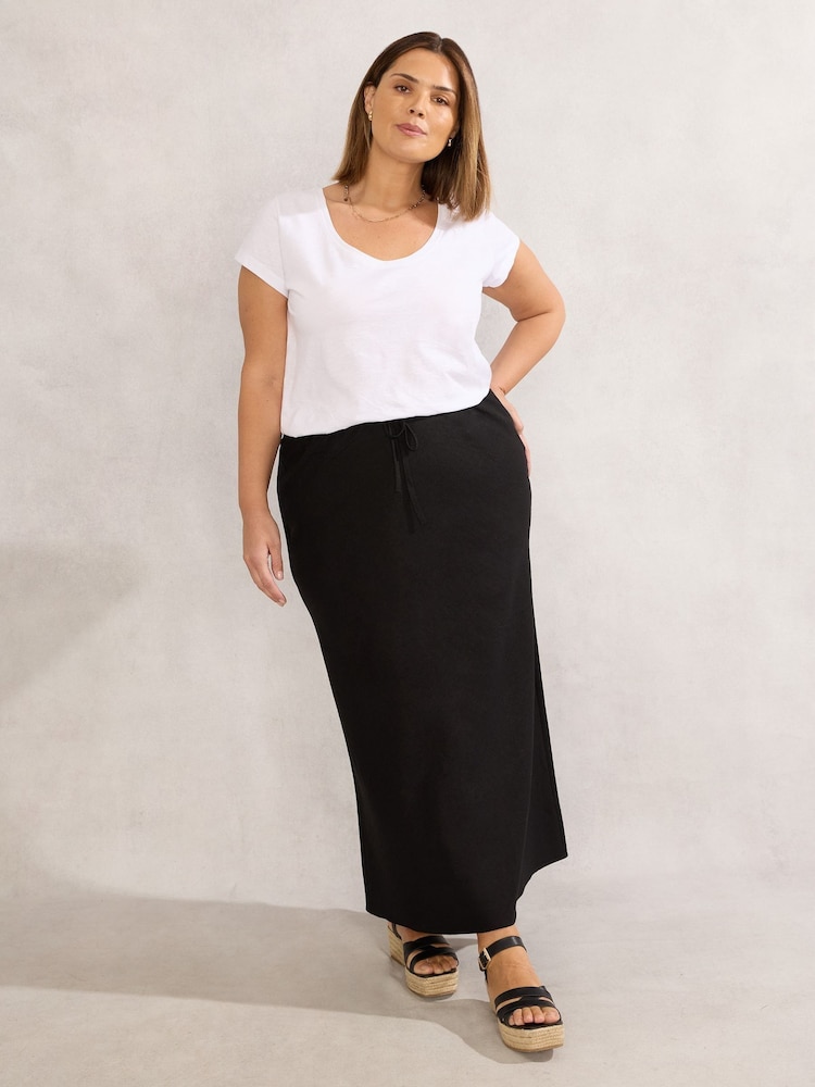 Live Unlimited Black Linen Blend Midaxi Skirt - Image 1 of 3