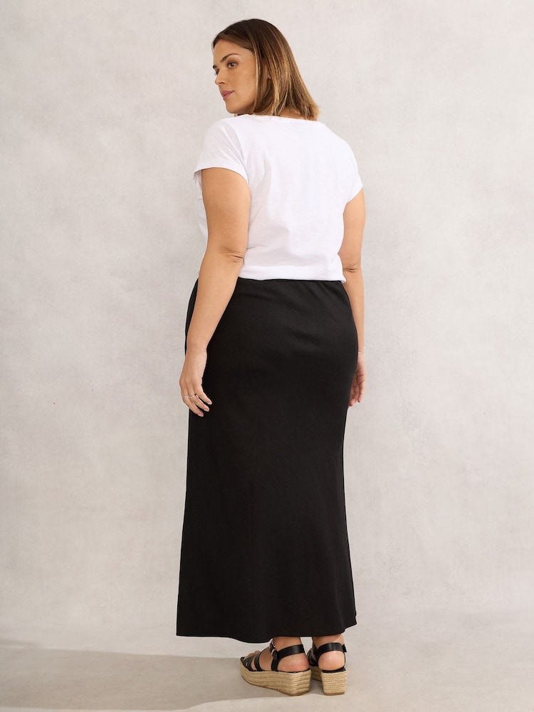 Live Unlimited Black Linen Blend Midaxi Skirt - Image 3 of 3