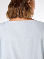 Live Unlimited Light Blue Linen Seamed Detail Top - Image 2 of 5