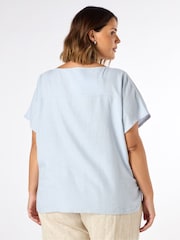 Live Unlimited Light Blue Linen Seamed Detail Top - Image 3 of 5