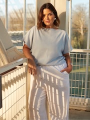 Live Unlimited Light Blue Linen Seamed Detail Top - Image 5 of 5