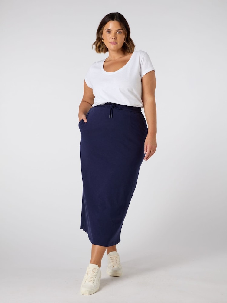 Live Unlimited Blue Jersey Midi 100% Cotton Skirt - Image 1 of 3