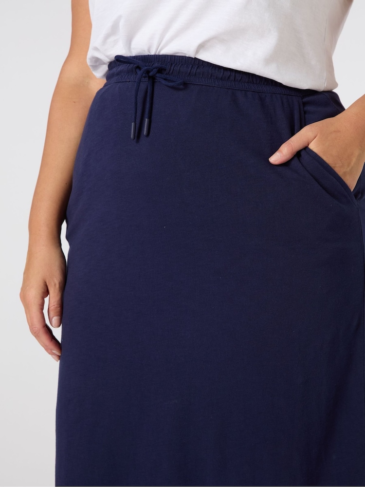 Live Unlimited Blue Jersey Midi 100% Cotton Skirt - Image 3 of 3