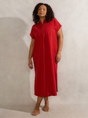 Live Unlimited Red Linen Blend Chuck On Shirt Dress - Image 1 of 5