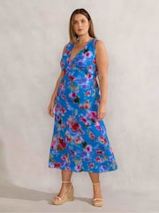 Live Unlimited Blue Floral Midi Dress - Image 3 of 3