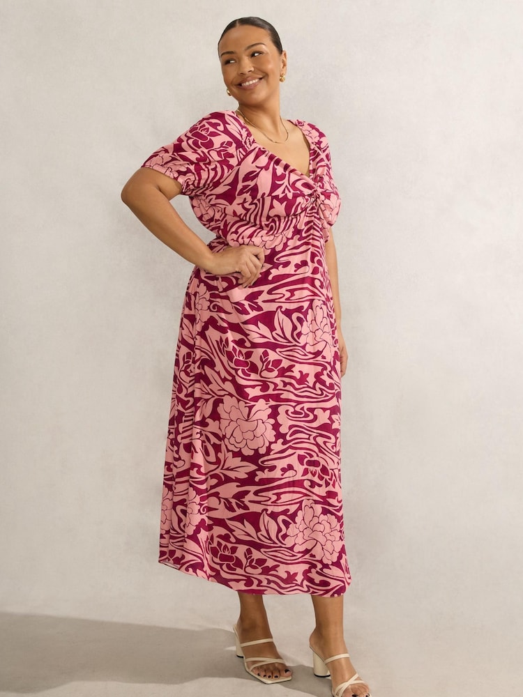Live Unlimited Pink Floral Short Sleeve Dress - Image 1 of 4