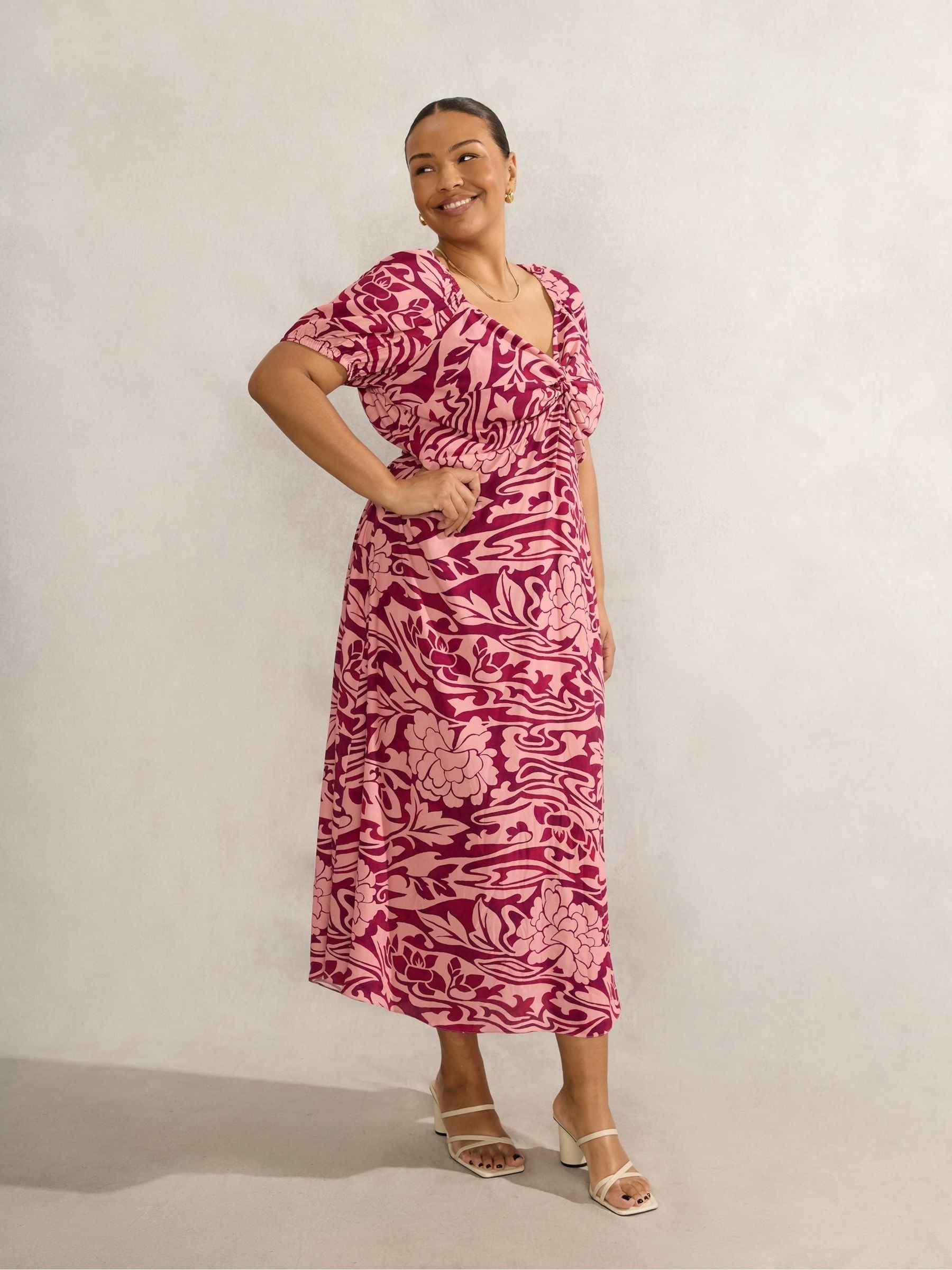 Buy Live Unlimited Pink Floral Short Sleeve Dress from Next Canada