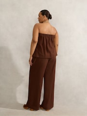 Live Unlimited Brown Linen Blend Bandeau Top - Image 3 of 5