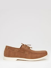 Threadbare Brown Faux Suede Boat Shoes - Image 1 of 4