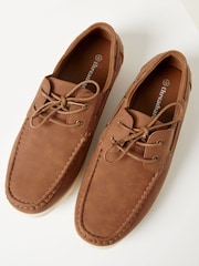 Threadbare Brown Faux Suede Boat Shoes - Image 2 of 4