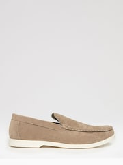Threadbare Brown Light Faux Suede Slip On Loafers - Image 1 of 4