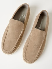 Threadbare Brown Light Faux Suede Slip On Loafers - Image 2 of 4