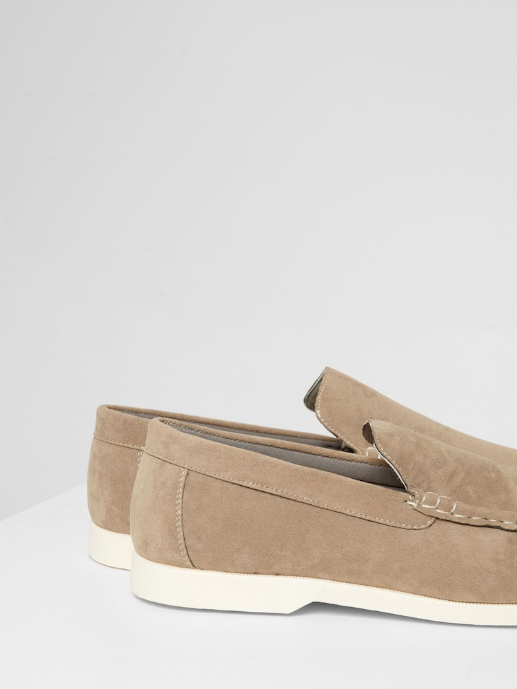 Threadbare Brown Light Faux Suede Slip On Loafers - Image 4 of 4