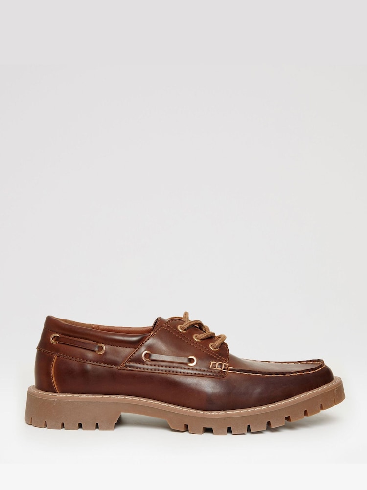 Threadbare Brown Chunky Boat Shoes - Image 1 of 4