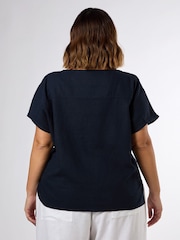 Live Unlimited Blue Linen Seamed Detail Top - Image 3 of 3