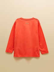 Joules Boys' Orange Long Sleeve Applique Graphic T-Shirt - Image 2 of 5