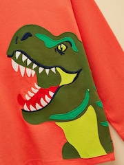 Joules Boys' Orange Long Sleeve Applique Graphic T-Shirt - Image 3 of 5