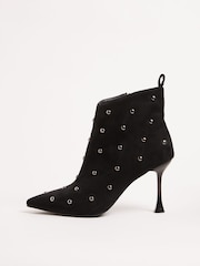 Lipsy Faux Suede Dome Studded Alto Stiletto Heel Party Black Booties - Imagen 5 de 5