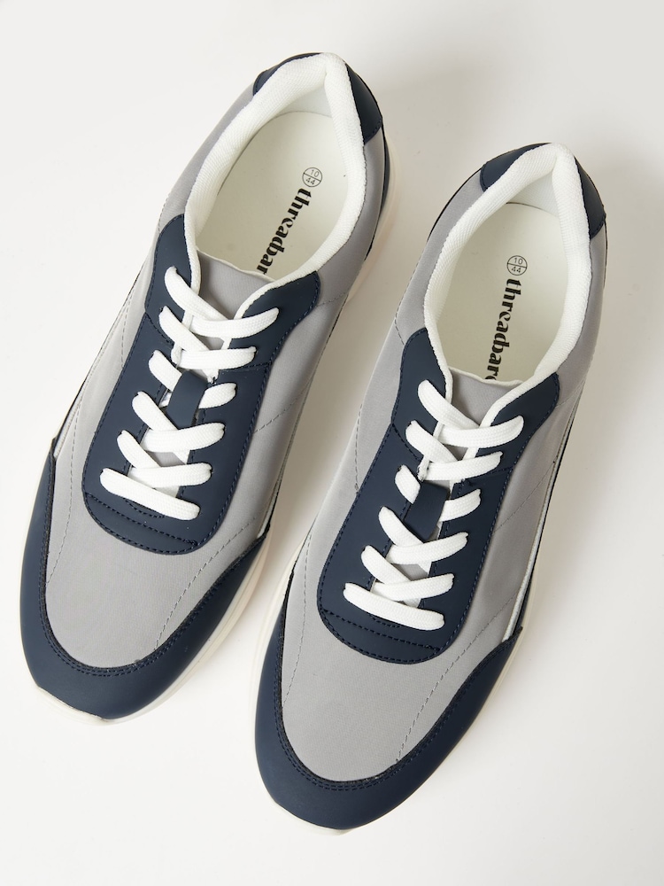 Threadbare Blue Retro Panelled Court Trainers - Image 2 of 4 Threadbare Blue Retro Panelled Court Trainers - Image 2 of 4