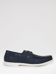 Threadbare Blue Faux Suede Boat Shoes - Image 1 of 4