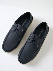 Threadbare Blue Faux Suede Boat Shoes - Image 2 of 4