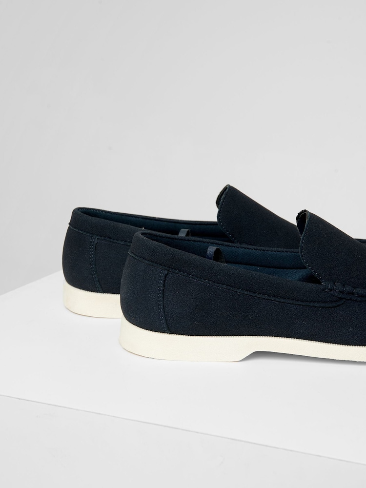 Threadbare Navy Faux Suede Slip On Loafers - Image 4 of 4