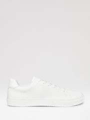 Threadbare White PU Court Trainers - Image 1 of 4