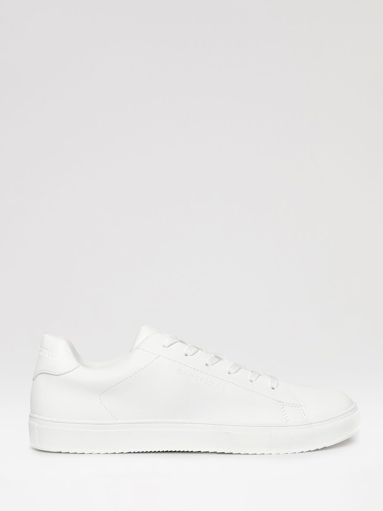 Threadbare White PU Court Trainers - Image 1 of 4