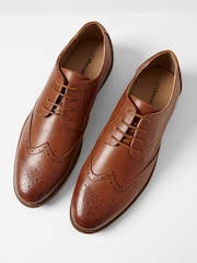 Threadbare Brown Faux Leather Brogues - Image 2 of 4