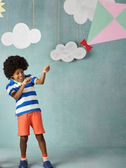 Joules Boys' Woody Blue & White Striped Cotton Polo Shirt - Image 2 of 6