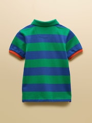 Vert et bleu - Joules Boys' Woody Striped Cotton Polo Shirt - Image 2 de 4