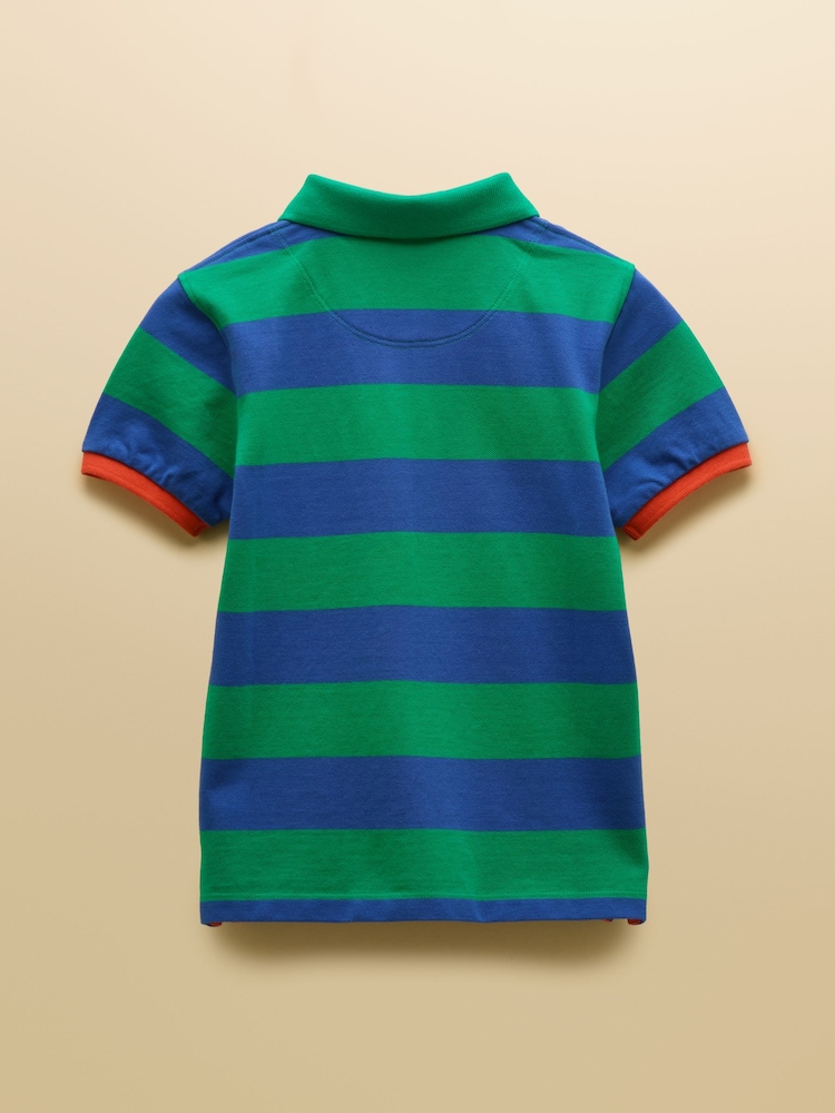 Vert et bleu - Joules Boys' Woody Striped Cotton Polo Shirt - Image 2 de 4