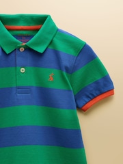 Vert et bleu - Joules Boys' Woody Striped Cotton Polo Shirt - Image 3 de 4