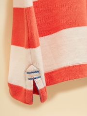 Orange et blanc - Joules Boys' Woody Striped Cotton Polo Shirt - Image 4 de 5