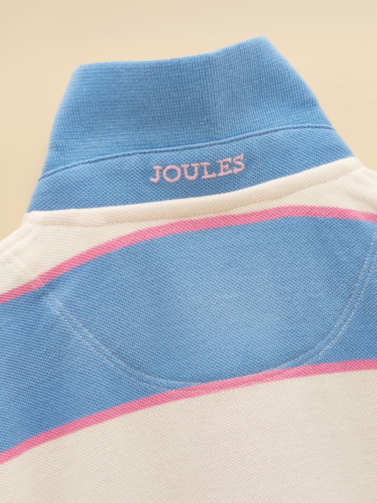 Joules Boys' Woody Pink Striped Cotton Polo Shirt - Image 6 of 6