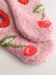 Pink Cherries Print Cosy Footsie Socks 1 Pack - Image 4 of 4