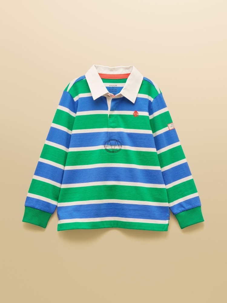 Joules Boys' Green & Blue Long Sleeve Rugby Shirt - Image 1 of 5 Joules Boys' Green & Blue Long Sleeve Rugby Shirt - Image 1 of 5