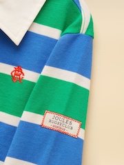 Joules Boys' Green & Blue Long Sleeve Rugby Shirt - Image 4 of 5