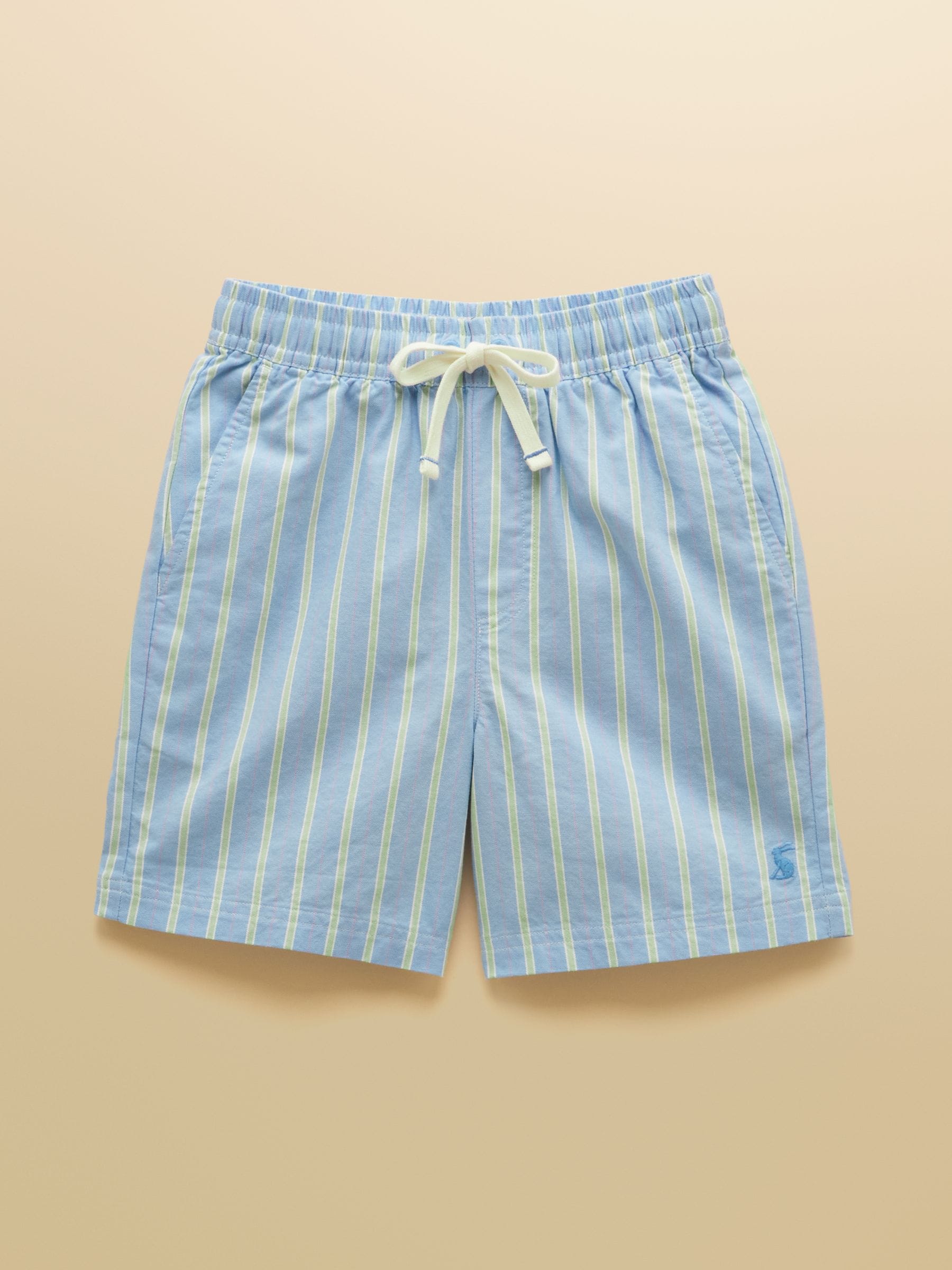 Joules Boys' Hadley Blue Striped Cotton Woven Shorts - Image 1