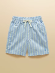 Joules Boys' Hadley Blue Striped Cotton Woven Shorts - Image 1 of 5