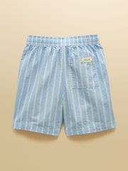 Joules Boys' Hadley Blue Striped Cotton Woven Shorts - Image 2 of 5